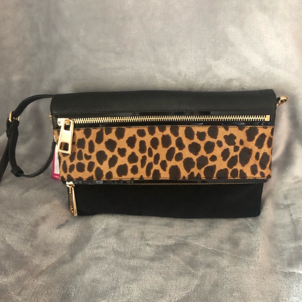 NWT Vince Camuto Animal Print/Calf Hair Crossbody - Picture 1 of 5